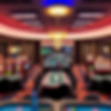 Modern casino floor filled with a variety of gaming tables and machines