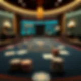 A digital representation of a blackjack table with cards and chips