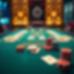 Blackjack table with cards and chips