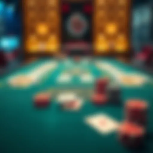 Blackjack table with cards and chips