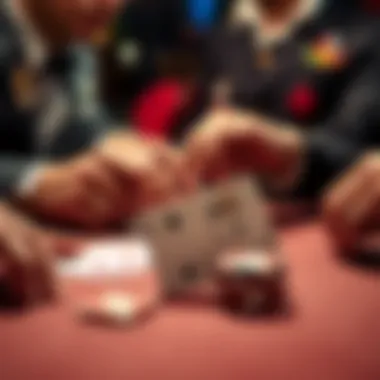Mastering Poker Strategy Close-up of strategic card play in a poker game