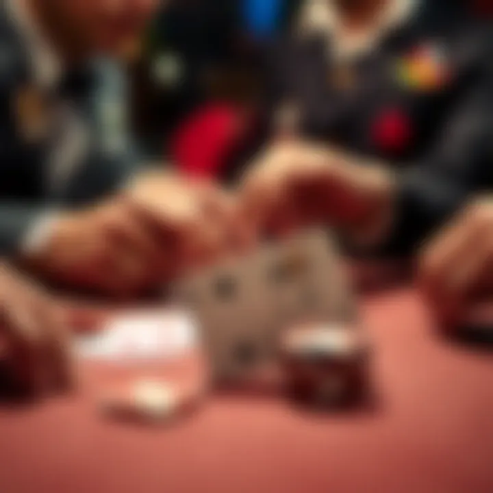 Mastering Poker Strategy Close-up of strategic card play in a poker game
