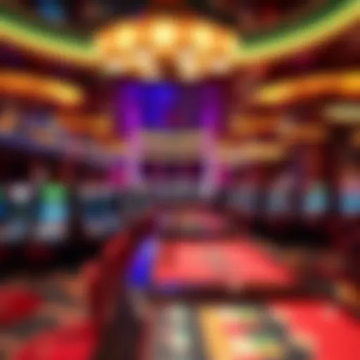 Casino Gaming Atmosphere A vibrant casino floor filled with various gaming tables