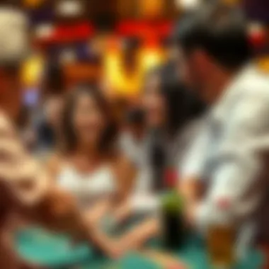 A lively social interaction among casino enthusiasts