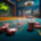 Dramatic view of a craps table with vibrant chips