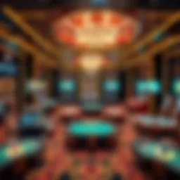 Intricate design of a casino floor showcasing various gaming tables