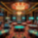 Intricate Casino Floor Layout Intricate design of a casino floor showcasing various gaming tables