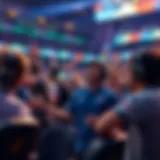 Excitement at a League of Legends Tournament A vibrant scene of a League of Legends esports tournament