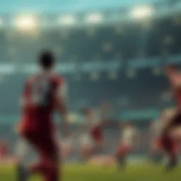 Dynamic live football match showcasing player strategies