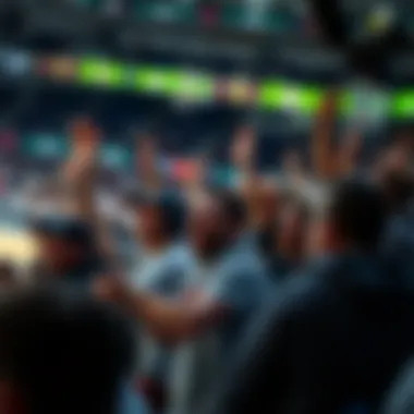 Energetic Fans in a Thrilling Stadium Atmosphere Fans cheering in a vibrant stadium