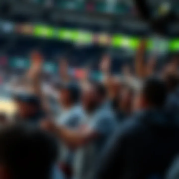 Energetic Fans in a Thrilling Stadium Atmosphere Fans cheering in a vibrant stadium