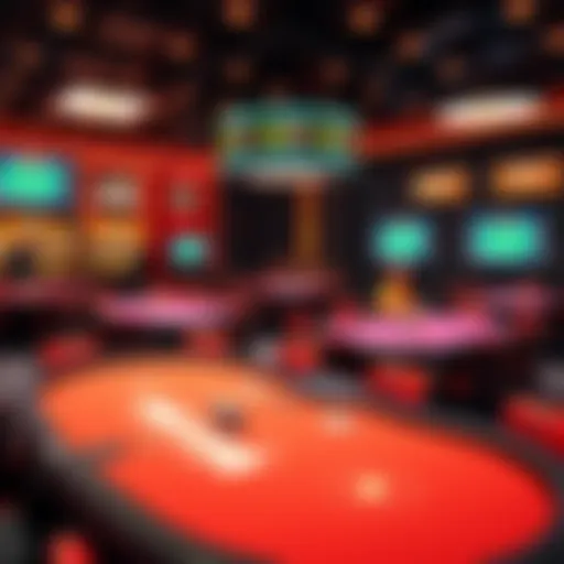 Diverse Poker Tables in a Virtual Setting A vibrant online poker game interface showcasing multiple tables and players