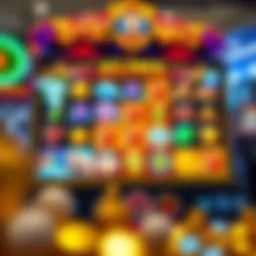 Vibrant online slot game interface featuring various themes and symbols