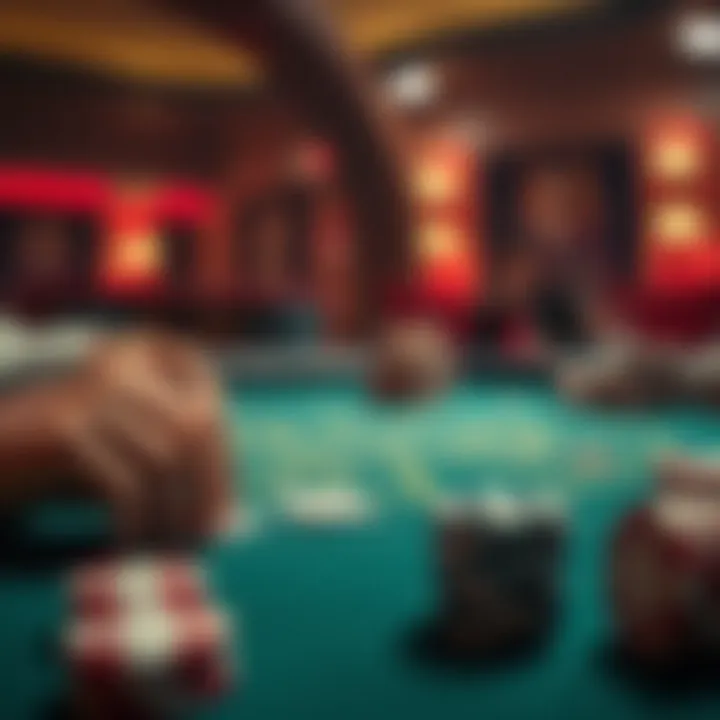 A visual representation of the psychological aspects of gambling and decision-making in Blackjack.