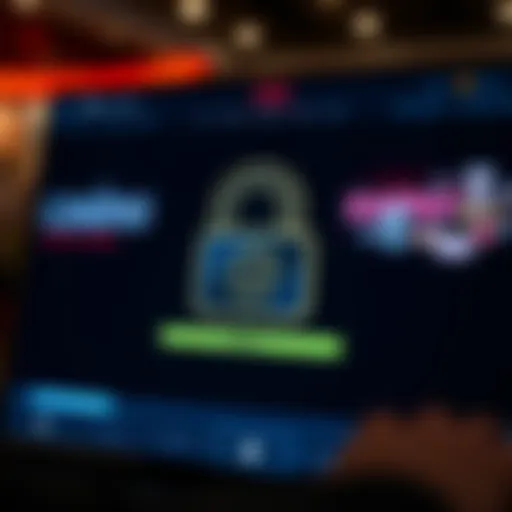 A secure online casino interface with a lock symbol to represent safety