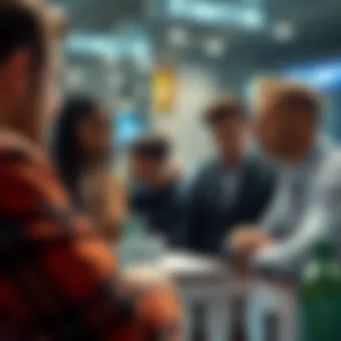 A group of individuals discussing betting strategies and tips